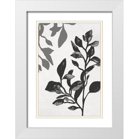 Botanical In Noir I White Modern Wood Framed Art Print with Double Matting by Gaynor, Janice