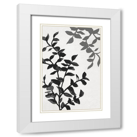 Botanical In Noir II White Modern Wood Framed Art Print with Double Matting by Gaynor, Janice