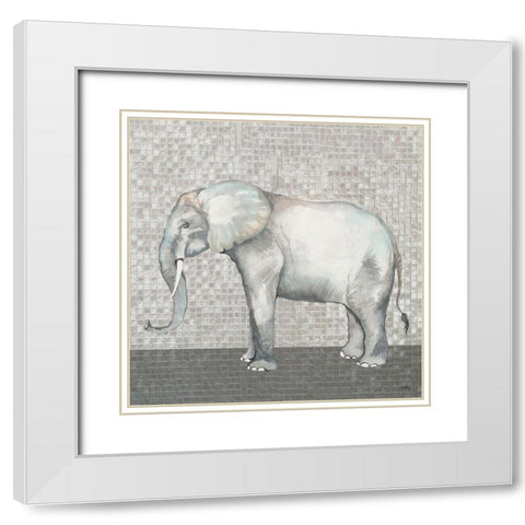 Introspective Elephant White Modern Wood Framed Art Print with Double Matting by Medley, Elizabeth