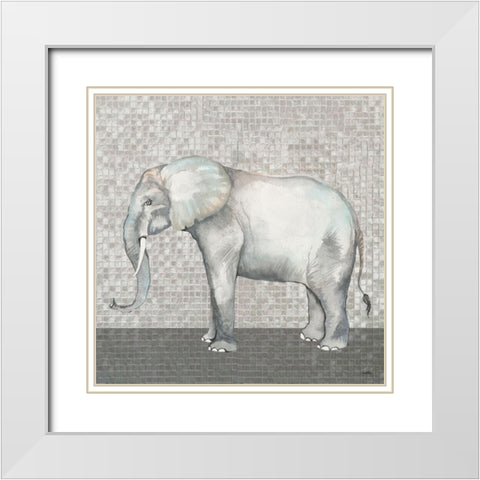 Introspective Elephant White Modern Wood Framed Art Print with Double Matting by Medley, Elizabeth