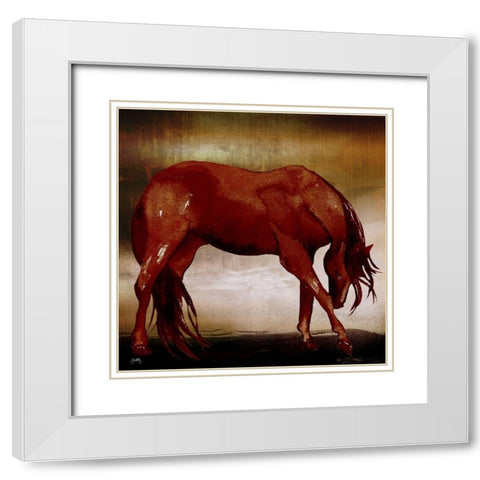 Red Horse I White Modern Wood Framed Art Print with Double Matting by Medley, Elizabeth