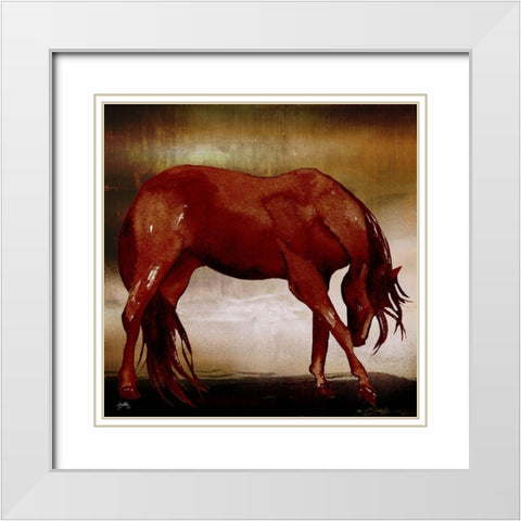 Red Horse I White Modern Wood Framed Art Print with Double Matting by Medley, Elizabeth