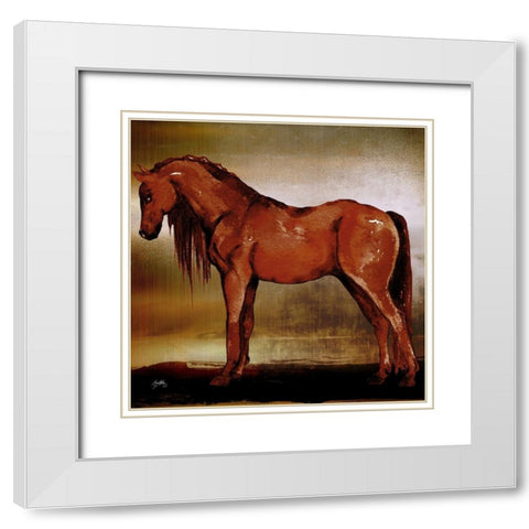 Red Horse II White Modern Wood Framed Art Print with Double Matting by Medley, Elizabeth