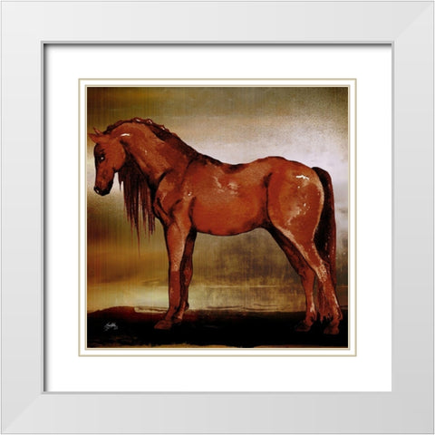 Red Horse II White Modern Wood Framed Art Print with Double Matting by Medley, Elizabeth