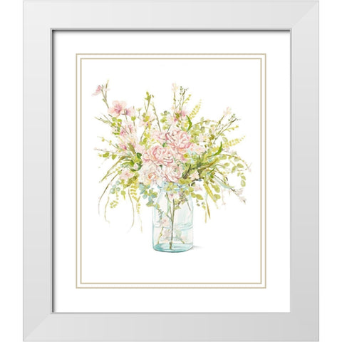 Flowers in Glass Vase White Modern Wood Framed Art Print with Double Matting by Pinto, Patricia