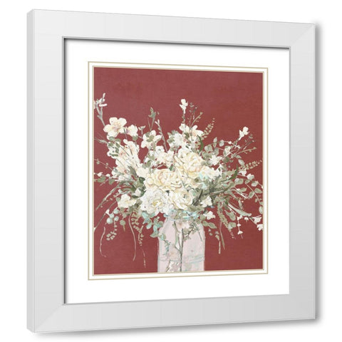 Warm Flowers in Glass Vase White Modern Wood Framed Art Print with Double Matting by Pinto, Patricia