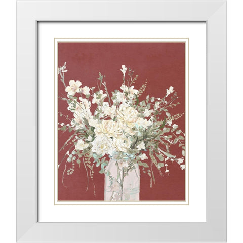 Warm Flowers in Glass Vase White Modern Wood Framed Art Print with Double Matting by Pinto, Patricia