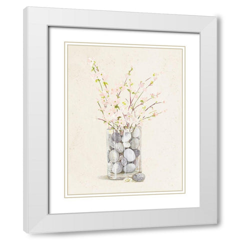 Spring Vase With Pebbles White Modern Wood Framed Art Print with Double Matting by Pinto, Patricia