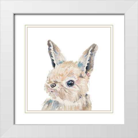 Baby Bunny Close Up White Modern Wood Framed Art Print with Double Matting by Pinto, Patricia