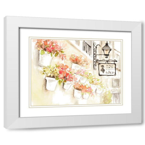 Paris Flowerpots White Modern Wood Framed Art Print with Double Matting by Loreth, Lanie