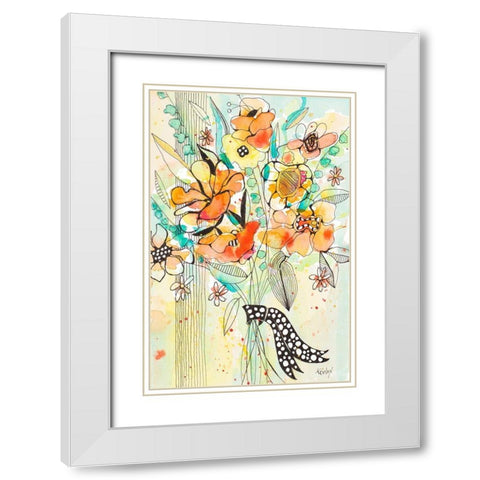 Bursting Wildflower Bouquet White Modern Wood Framed Art Print with Double Matting by Krinlox