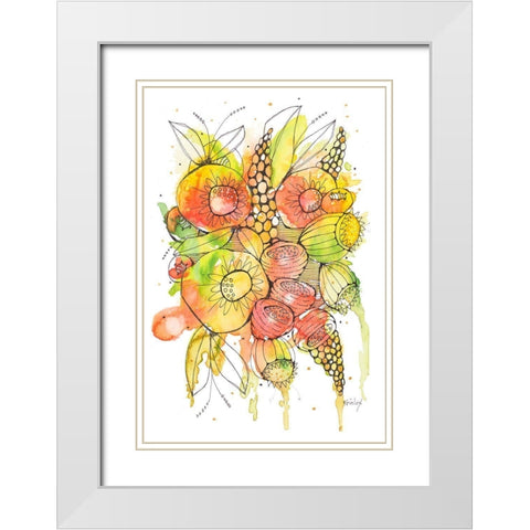 Bursting Wildflowers II White Modern Wood Framed Art Print with Double Matting by Krinlox