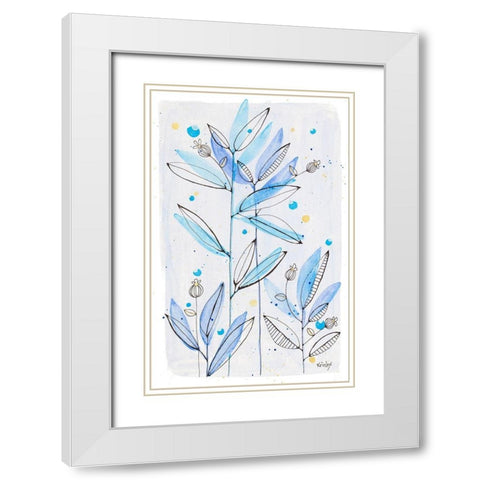 Botanical Stamp I White Modern Wood Framed Art Print with Double Matting by Krinlox