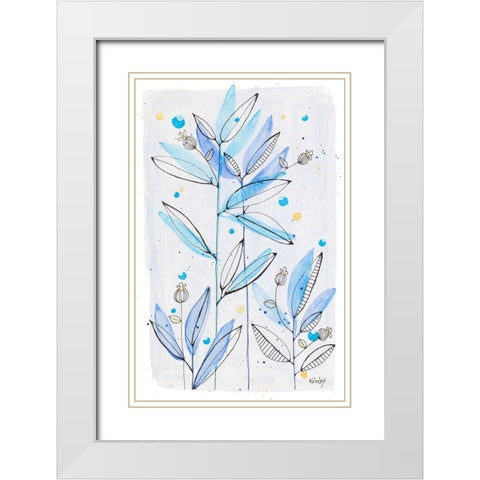Botanical Stamp I White Modern Wood Framed Art Print with Double Matting by Krinlox