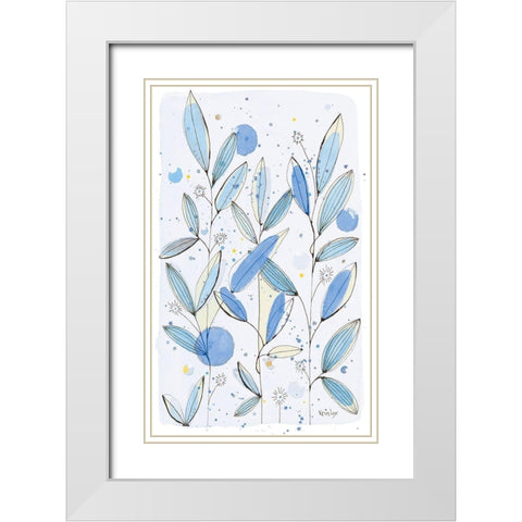 Botanical Stamp II White Modern Wood Framed Art Print with Double Matting by Krinlox