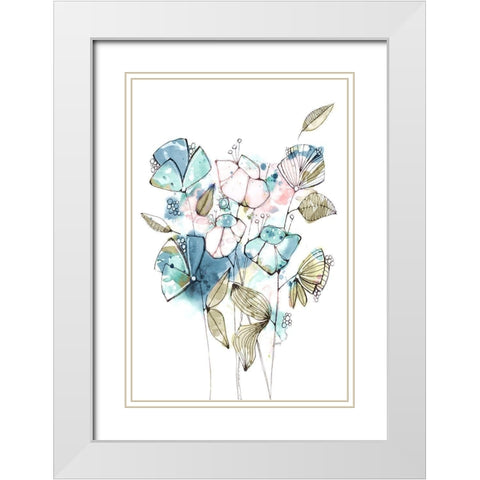 Blooming Spring I White Modern Wood Framed Art Print with Double Matting by Krinlox