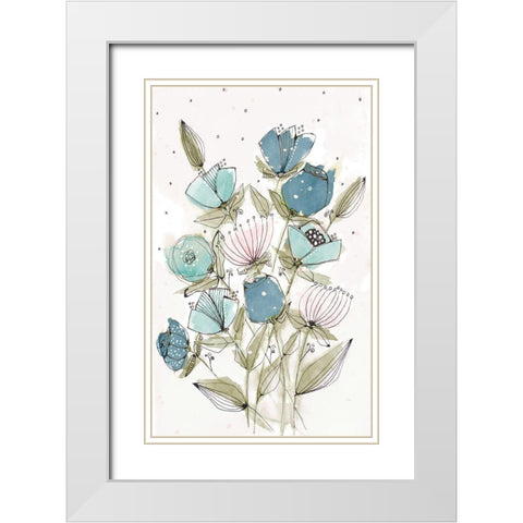 Blooming Spring II White Modern Wood Framed Art Print with Double Matting by Krinlox
