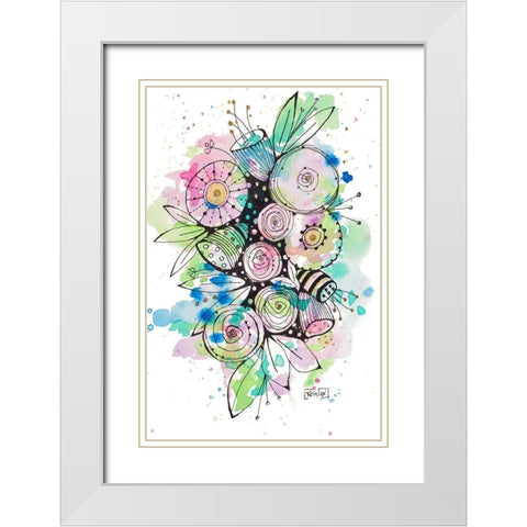 Blooming Summer II White Modern Wood Framed Art Print with Double Matting by Krinlox