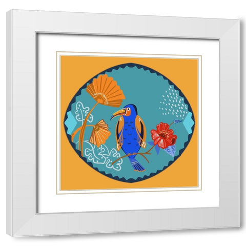 Toucan White Modern Wood Framed Art Print with Double Matting by Del Sol, Ani