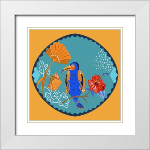 Toucan White Modern Wood Framed Art Print with Double Matting by Del Sol, Ani