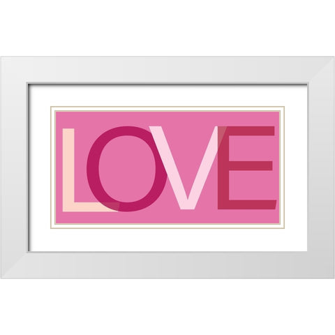 Love White Modern Wood Framed Art Print with Double Matting by SD Graphics Studio