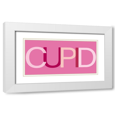 Cupid White Modern Wood Framed Art Print with Double Matting by SD Graphics Studio