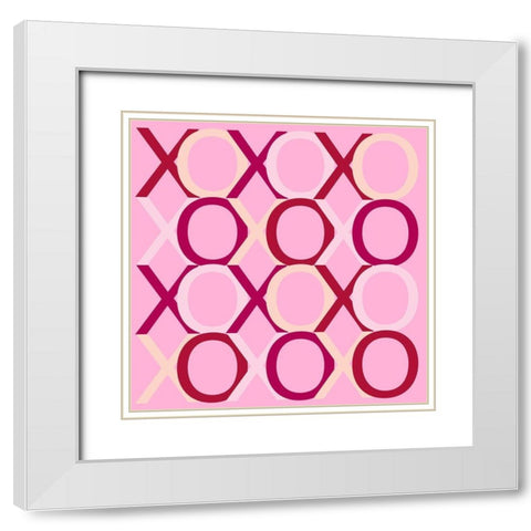 XOXO White Modern Wood Framed Art Print with Double Matting by SD Graphics Studio