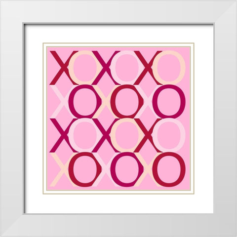 XOXO White Modern Wood Framed Art Print with Double Matting by SD Graphics Studio