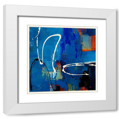 Blue Retro White Modern Wood Framed Art Print with Double Matting by Loreth, Lanie