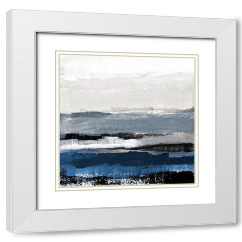 Polite Blue Journey White Modern Wood Framed Art Print with Double Matting by Loreth, Lanie