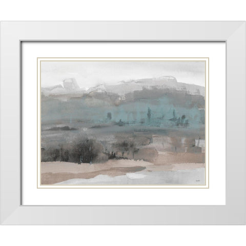 Blue Mountain Lake White Modern Wood Framed Art Print with Double Matting by Loreth, Lanie