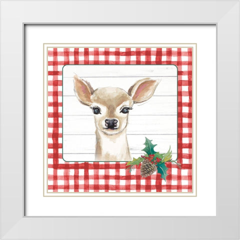 Red Plaid Woodland II White Modern Wood Framed Art Print with Double Matting by Pinto, Patricia