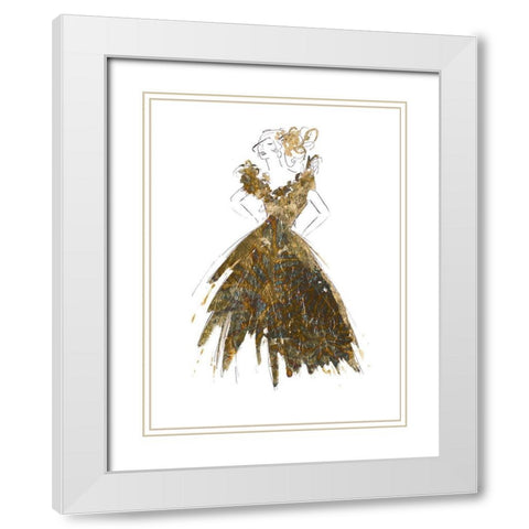 Fashion in Gold I White Modern Wood Framed Art Print with Double Matting by Pinto, Patricia