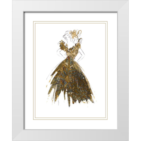 Fashion in Gold I White Modern Wood Framed Art Print with Double Matting by Pinto, Patricia