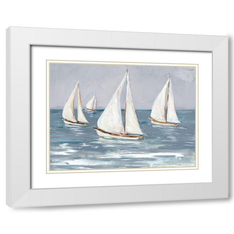Sailing Calm Waters I White Modern Wood Framed Art Print with Double Matting by DeRice, Julie