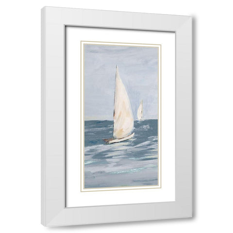 Coast Sailing II White Modern Wood Framed Art Print with Double Matting by DeRice, Julie