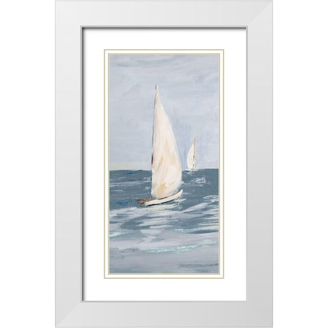 Coast Sailing II White Modern Wood Framed Art Print with Double Matting by DeRice, Julie