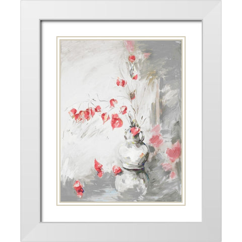 Red Roses I White Modern Wood Framed Art Print with Double Matting by French-Roussia, Heather A.