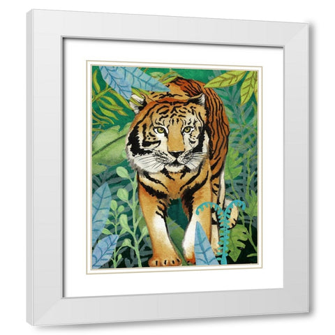 Tiger In The Jungle II White Modern Wood Framed Art Print with Double Matting by Medley, Elizabeth