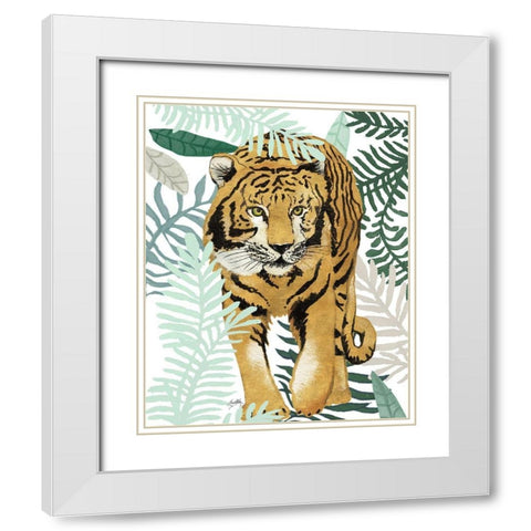 Jungle Tiger I White Modern Wood Framed Art Print with Double Matting by Medley, Elizabeth