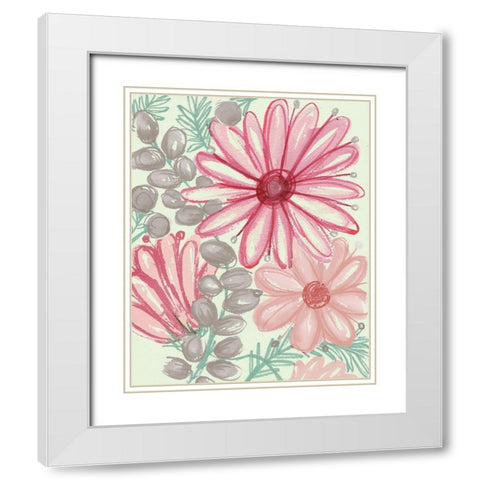 Color Burst Blooms II White Modern Wood Framed Art Print with Double Matting by Medley, Elizabeth