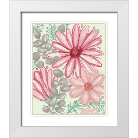 Color Burst Blooms II White Modern Wood Framed Art Print with Double Matting by Medley, Elizabeth