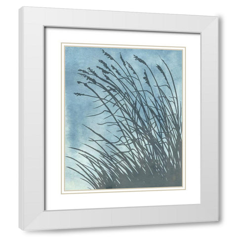 Tall Grasses on Blue I White Modern Wood Framed Art Print with Double Matting by Medley, Elizabeth