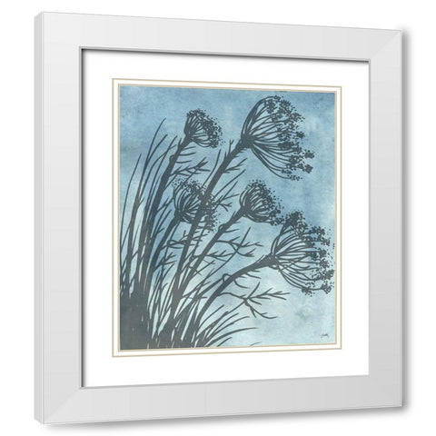 Tall Grasses on Blue II White Modern Wood Framed Art Print with Double Matting by Medley, Elizabeth