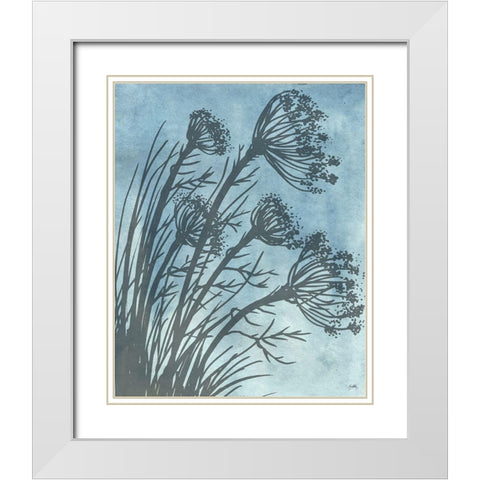 Tall Grasses on Blue II White Modern Wood Framed Art Print with Double Matting by Medley, Elizabeth