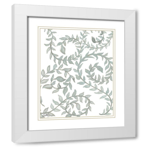 Floral Shades of Gray I White Modern Wood Framed Art Print with Double Matting by Medley, Elizabeth