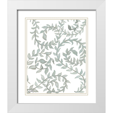 Floral Shades of Gray I White Modern Wood Framed Art Print with Double Matting by Medley, Elizabeth