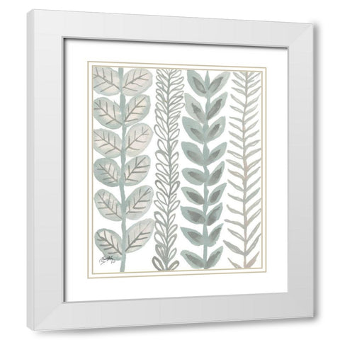 Floral Shades of Gray II White Modern Wood Framed Art Print with Double Matting by Medley, Elizabeth