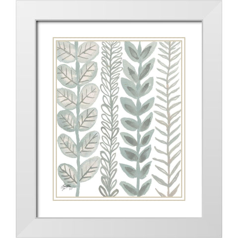 Floral Shades of Gray II White Modern Wood Framed Art Print with Double Matting by Medley, Elizabeth