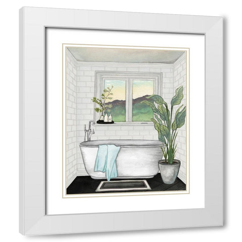 Modern Black and White Bath I White Modern Wood Framed Art Print with Double Matting by Medley, Elizabeth